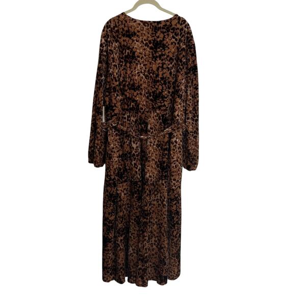 Nurture by Westbound Woman Velvet Maxi Dress 3X Brown Animal Print High Low Hem - Picture 5 of 10